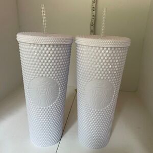 Starbucks 24 oz Cold Cup Studded Tumbler White Matte Limited Edition Set of‎ 4
